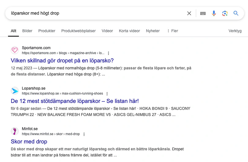 Sökresultat med illustration av on-page